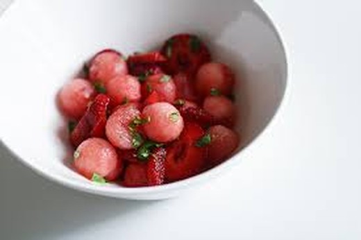Drunken Watermelon Salad with Strawberries, Basil & Rosé